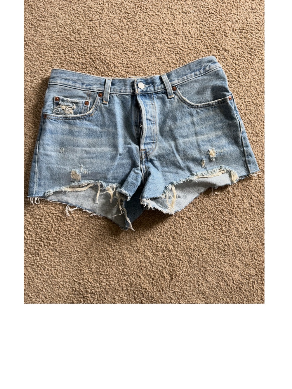 Levi's Light Blue Distressed Cutoff Denim Shorts